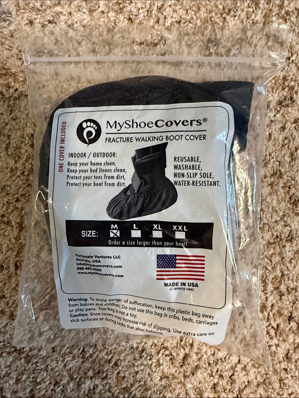 Black Fracture Walking Boot Cover - Reusable, Water-Resistant